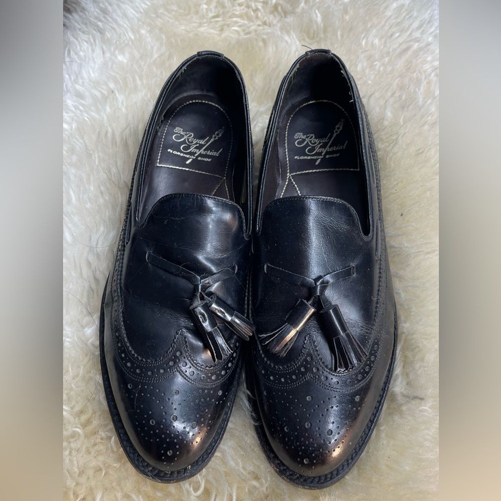 Vintage Florsheim Classic Black Leather Tassel Loafers